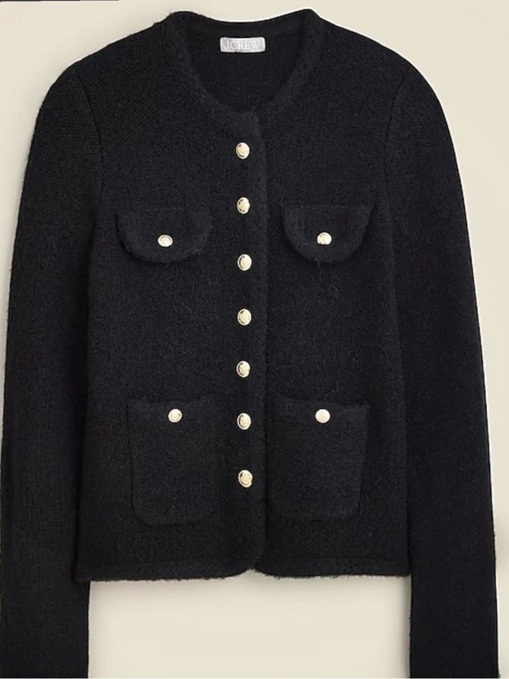 NEW J. Crew ~25.5” PTP Knit Cardi Lady Jacket with Gold Buttons